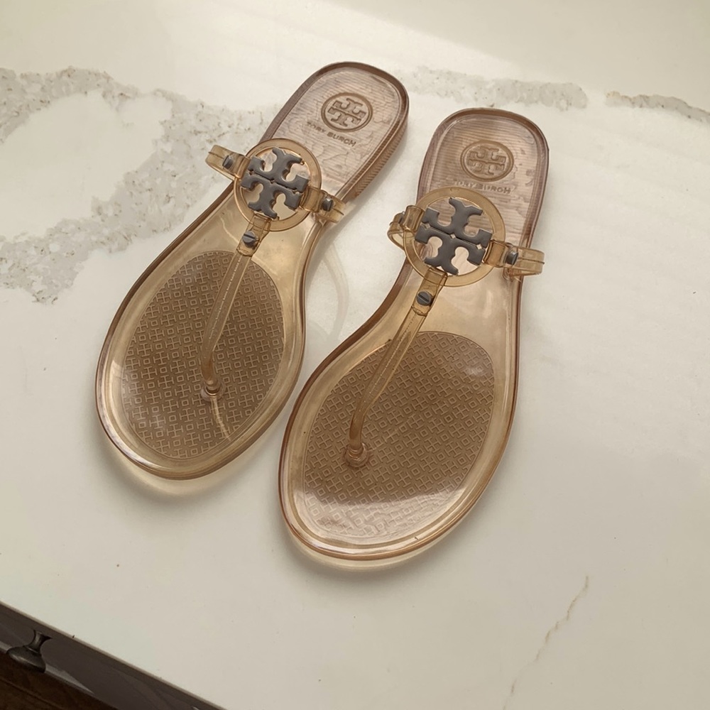 Tory Burch Women Clear Jelly Thong Sandals Size 8